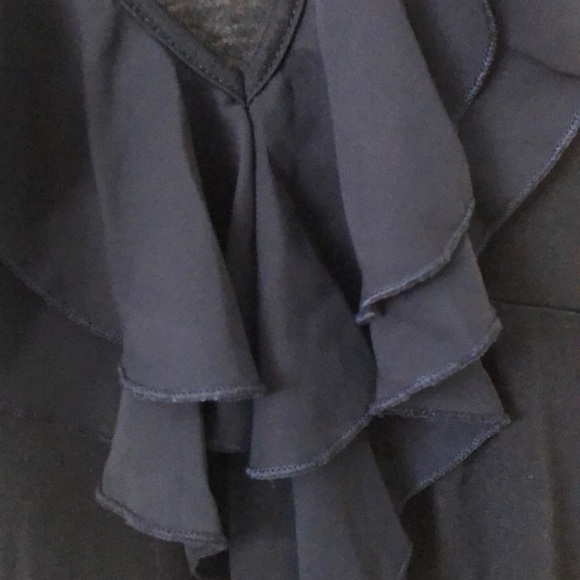 NWOT Fleurish Navy Ruffled Top Sheer Sleeves - Picture 2 of 2